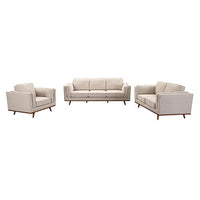 3+2 Seater Sofa Beige Fabric Lounge Set for Living Room Couch with Wooden Frame