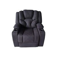 3+2+1 Seater Electric Recliner Stylish Rhino Fabric Black Lounge Armchair with LED Features Furniture Kings Warehouse 