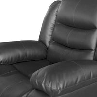 3+2+1 Seater Recliner Sofa In Faux Leather Lounge Couch in Black Furniture Kings Warehouse 