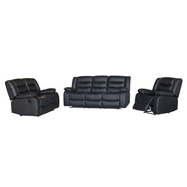 3+2+1 Seater Recliner Sofa In Faux Leather Lounge Couch in Black Furniture Kings Warehouse 