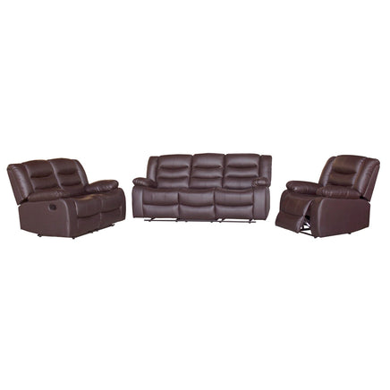 3+2+1 Seater Recliner Sofa In Faux Leather Lounge Couch in Brown Furniture Kings Warehouse 