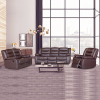 3+2+1 Seater Recliner Sofa In Faux Leather Lounge Couch in Brown Furniture Kings Warehouse 