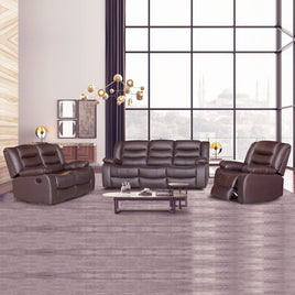 3+2+1 Seater Recliner Sofa In Faux Leather Lounge Couch in Brown Furniture Kings Warehouse
