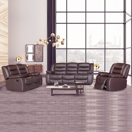 3+2+1 Seater Recliner Sofa In Faux Leather Lounge Couch in Brown Furniture Kings Warehouse 