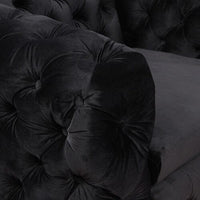 3+2+1 Seater Sofa Classic Button Tufted Lounge in Black Velvet Fabric with Metal Legs Furniture Kings Warehouse 