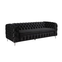 3+2+1 Seater Sofa Classic Button Tufted Lounge in Black Velvet Fabric with Metal Legs Furniture Kings Warehouse 