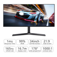 34 Inch Ultrawide 3440x1440 HDMI DP 165Hz 1000:1 Flat LED Gaming Monitor Winter Fun Indoors Kings Warehouse 