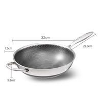 34cm 304 Stainless Steel Non-Stick Stir Fry Cooking Kitchen Wok Pan without Lid Honeycomb Double Sided Kings Warehouse 