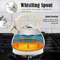 3.5 Liter Tea Whistling Kettle Stainless Steel Modern Whistling Tea Pot for Stovetop Kings Warehouse 