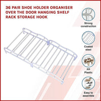 36 Pair Shoe Holder Organiser Over The Door Hanging Shelf Rack Storage Hook Kings Warehouse 