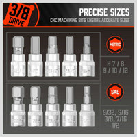 36-Piece Hex Bit Socket Set, SAE and Metric Sizes, S2 Steel Hex Bits, Chrome Vanadium Steel Sockets and Adapters with Storage Case Tools Kings Warehouse 