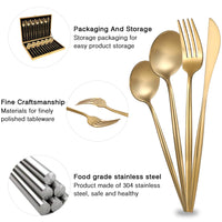 36-Piece Stainless Steel Gold Set, Knife Fork Spoon Flatware Set Cutlery Set, 9 sets Kings Warehouse 