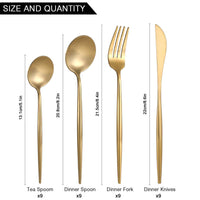 36-Piece Stainless Steel Gold Set, Knife Fork Spoon Flatware Set Cutlery Set, 9 sets Kings Warehouse 