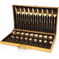 36-Piece Stainless Steel Gold Set, Knife Fork Spoon Flatware Set Cutlery Set, 9 sets Kings Warehouse 