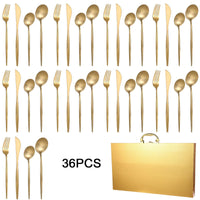 36-Piece Stainless Steel Gold Set, Knife Fork Spoon Flatware Set Cutlery Set, 9 sets Kings Warehouse 