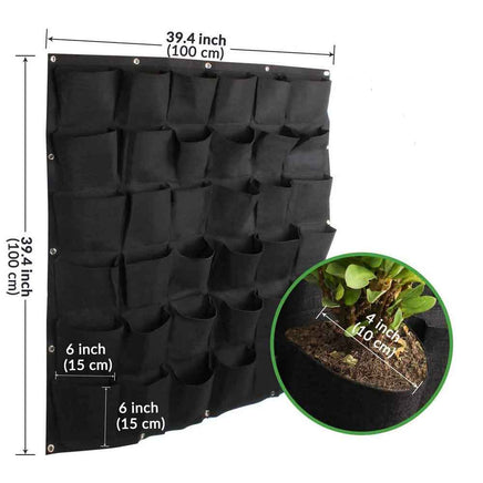 36 Pockets Wall Hanging Planter Planting Grow Bag Vertical Garden Vegetable Flower Black Kings Warehouse 