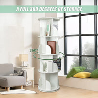 360-degree Rotating 4 Tier Display Shelf Bookcase Organiser Furniture Kings Warehouse 