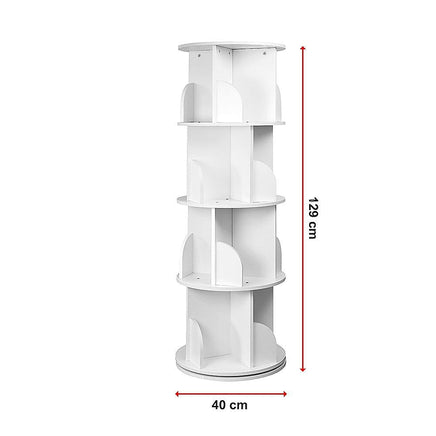 360-degree Rotating 4 Tier Display Shelf Bookcase Organiser Furniture Kings Warehouse 