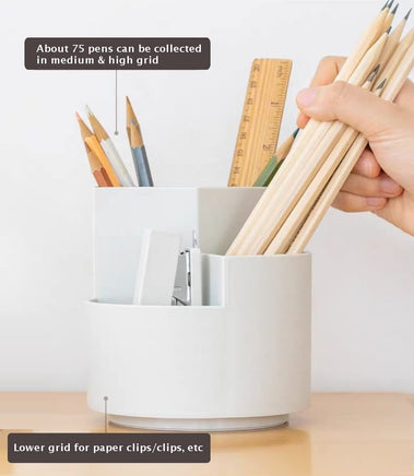 360 degree rotating multi-functional pen holder with 3 separate layer for office desk organiser (Grey) Kings Warehouse 