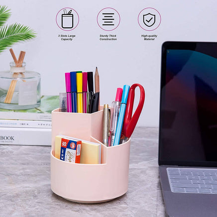 360 degree rotating multi-functional pen holder with 3 separate layer for office desk organiser (Pink) Kings Warehouse 