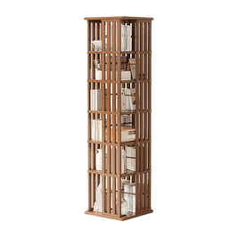 360 Rotating Bookshelf Bamboo Storage Display Rack Shelving in Dark Wood Furniture Kings Warehouse 
