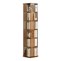 360 Rotating Bookshelf Bamboo Storage Display Rack Shelving in Dark Wood Furniture Kings Warehouse 