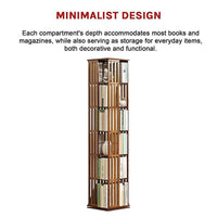 360 Rotating Bookshelf Bamboo Storage Display Rack Shelving in Dark Wood Furniture Kings Warehouse 