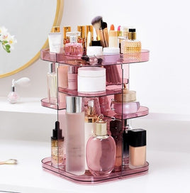 360 Rotating Large Capacity Makeup Organizer for Bedroom and Bathroom (Pink) Boxing Day Bash Kings Warehouse 