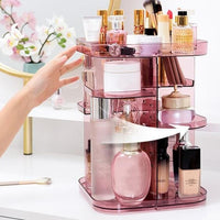 360 Rotating Large Capacity Makeup Organizer for Bedroom and Bathroom (Pink) Boxing Day Bash Kings Warehouse 