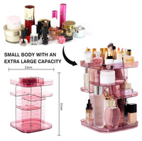 360 Rotating Large Capacity Makeup Organizer for Bedroom and Bathroom (Pink) Boxing Day Bash Kings Warehouse 