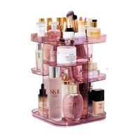 360 Rotating Large Capacity Makeup Organizer for Bedroom and Bathroom (Pink) Boxing Day Bash Kings Warehouse 