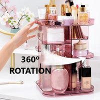 360 Rotating Large Capacity Makeup Organizer for Bedroom and Bathroom (Pink) Boxing Day Bash Kings Warehouse 