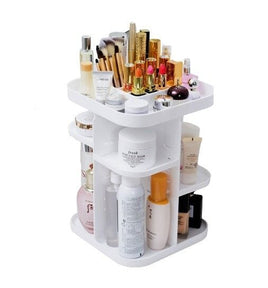 360 Rotating Large Capacity Makeup Organizer for Bedroom and Bathroom (White) Boxing Day Bash Kings Warehouse 