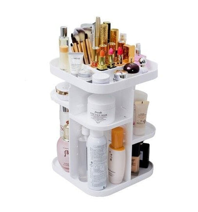 360 Rotating Large Capacity Makeup Organizer for Bedroom and Bathroom (White) Boxing Day Bash Kings Warehouse 