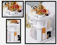 360 Rotating Large Capacity Makeup Organizer for Bedroom and Bathroom (White) Boxing Day Bash Kings Warehouse 