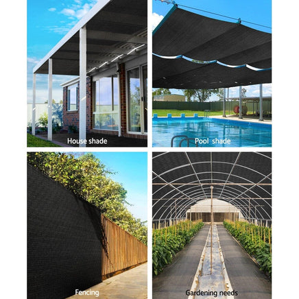 3.66x30m 30% UV Shade Cloth Shadecloth Sail Garden Mesh Roll Outdoor Black End of Season Clearance Kings Warehouse 