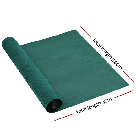 3.66x30m 50% UV Shade Cloth Shadecloth Sail Garden Mesh Roll Outdoor Green End of Season Clearance Kings Warehouse 
