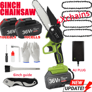 36V 3000W Mini Cordless Chainsaw 2X Battery-Powered Wood Cutter Rechargeable Tools Kings Warehouse 