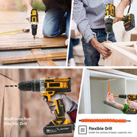 36VF BRUSHLESS HEAVY DUTY CORDLESS DRILL IMPACT DRIVER KIT HAMMER +2 BATTERY Box Tools Kings Warehouse 