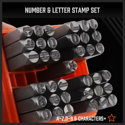 37Pcs 6mm Number & Capital Letter Stamp Set Punches Metal Plastic Wood Leather Tools Kings Warehouse 