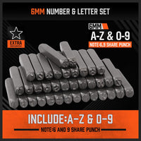 37Pcs 6mm Number & Capital Letter Stamp Set Punches Metal Plastic Wood Leather Tools Kings Warehouse 