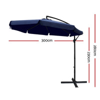 3m Outdoor Umbrella Cantilever Garden Beach Patio Navy Home & Garden Kings Warehouse 