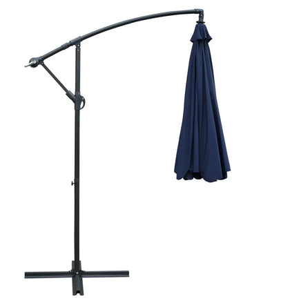 3m Outdoor Umbrella Cantilever Garden Beach Patio Navy Home & Garden Kings Warehouse 