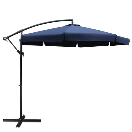 3m Outdoor Umbrella Cantilever Garden Beach Patio Navy Home & Garden Kings Warehouse 