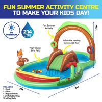 3m x 1.3m Inflatable Friendly Woods Water Fun Park Pool & Slide 214L Kings Warehouse 