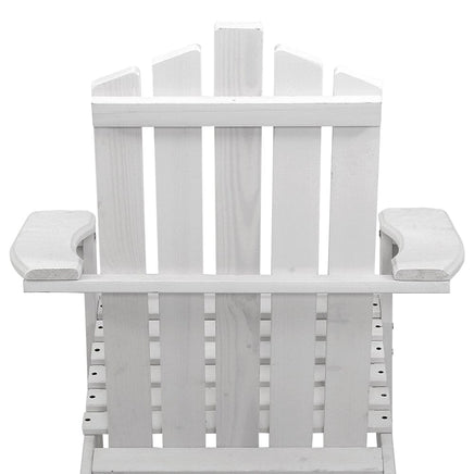 3PC Adirondack Outdoor Table and Chairs Wooden Beach Chair White Furniture Kings Warehouse 