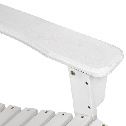 3PC Adirondack Outdoor Table and Chairs Wooden Beach Chair White Furniture Kings Warehouse 