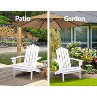 3PC Adirondack Outdoor Table and Chairs Wooden Beach Chair White Furniture Kings Warehouse 