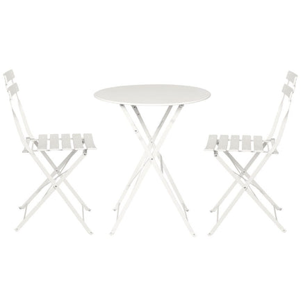 3PC Outdoor Bistro Set Steel Table and Chairs Patio Furniture White Kings Warehouse 