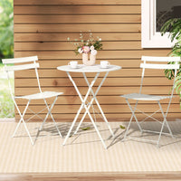 3PC Outdoor Bistro Set Steel Table and Chairs Patio Furniture White Kings Warehouse 